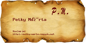 Petky Márta névjegykártya